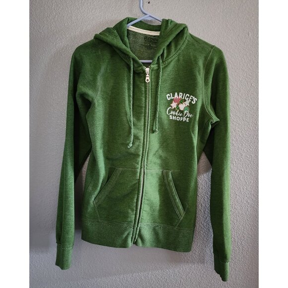 Clarices Cookie Doe Shoppe Green Womens Zip-Up Hooded Jacket Small by Rudolph - Picture 1 of 9